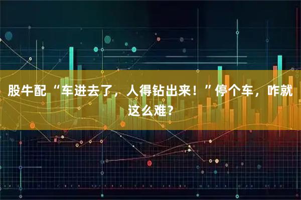 股牛配 “车进去了，人得钻出来！”停个车，咋就这么难？