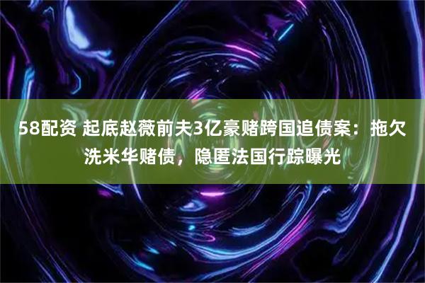 58配资 起底赵薇前夫3亿豪赌跨国追债案：拖欠洗米华赌债，隐匿法国行踪曝光
